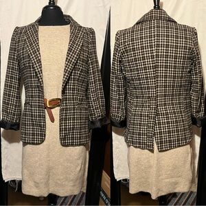 Wool Blend Plaid Blazer